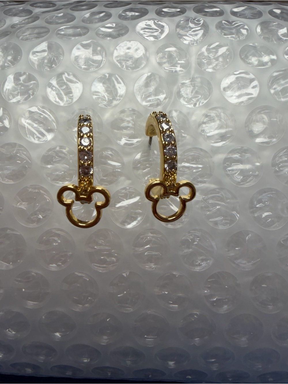 Disney Gold Crystal Hoop Earrings with Mickey Outline